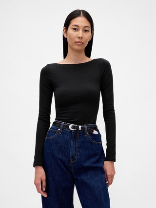 CloseKnit Jersey Boatneck Open-Back T-Shirt | Gap (CA)