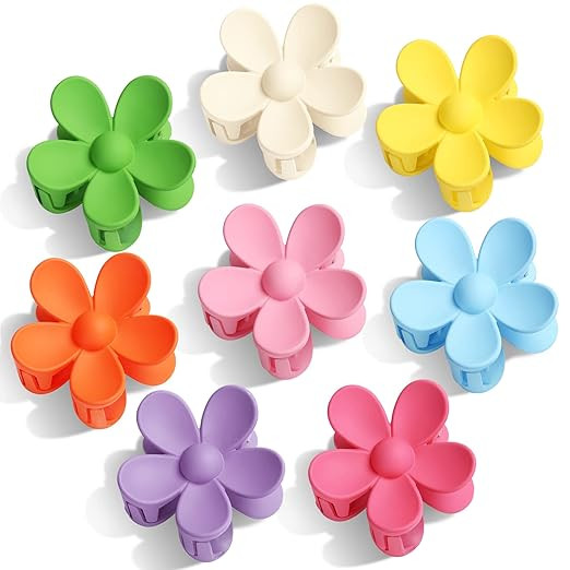 Tyfthui 8 Pieces Flower Hair Clips, Matte Daisy Hair Claw Clips for Women Thick Hair, 8 Colors Cu... | Amazon (US)