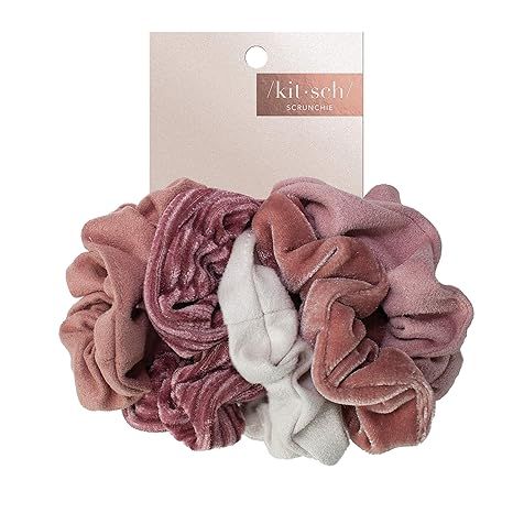 Kitsch Velvet Scrunchies for Hair, Hair Scrunchies for Women, Scrunchy Hair Bands, 5 Pack (Blush/... | Amazon (US)