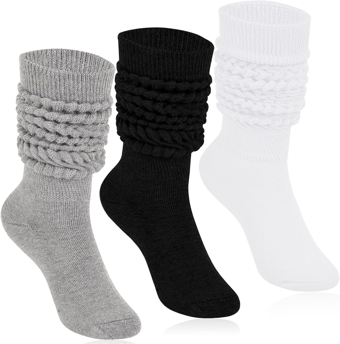 KEREDA Slouch Socks Women Knee High Scrunch Scrunchie Socks 3 Pairs Size 6-11 | Amazon (US)