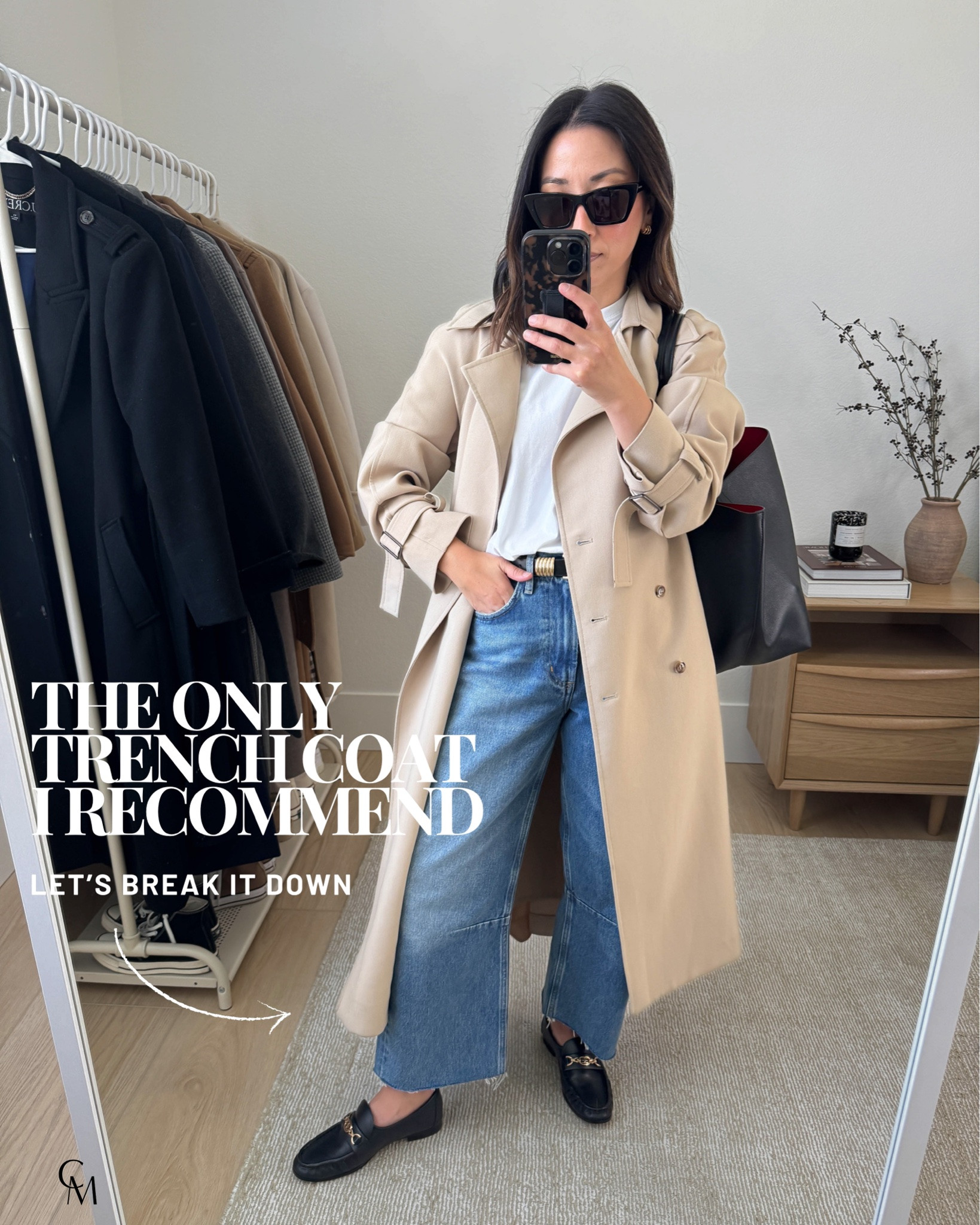 The Oak + Fort trench coat is my favorite trench and has been for a couple years now. It runs oversized, but I love the drape. Size down. 

Oak + Fort Trench xxs
Madewell tee xs - sold out, linked similar
Good American belt 
Citizens of Humanity jeans 25, cut hems 
Sam Edelman loafers 5 - old
Mansur Gavriel tote 
YSL sunglasses

#LTKootd #LTKmomlife #LTKPetite