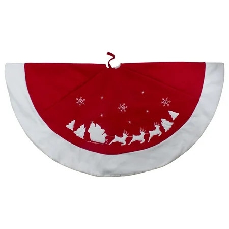 Northlight Santa Claus and Reindeer Christmas Tree Skirt - Red/White | Walmart (US)