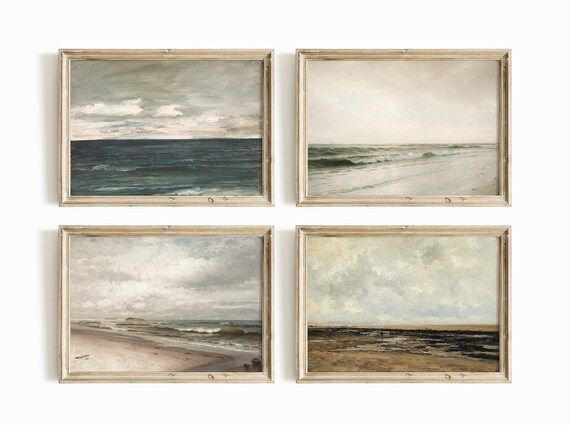 Seascape Beach Oil Paintings SET Digital Art Vintage Coastal PRINTABLE Moody Nautical Gallery Wal... | Etsy (CAD)