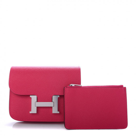 HERMES Epsom Constance Slim Wallet Rose Mexico | Fashionphile