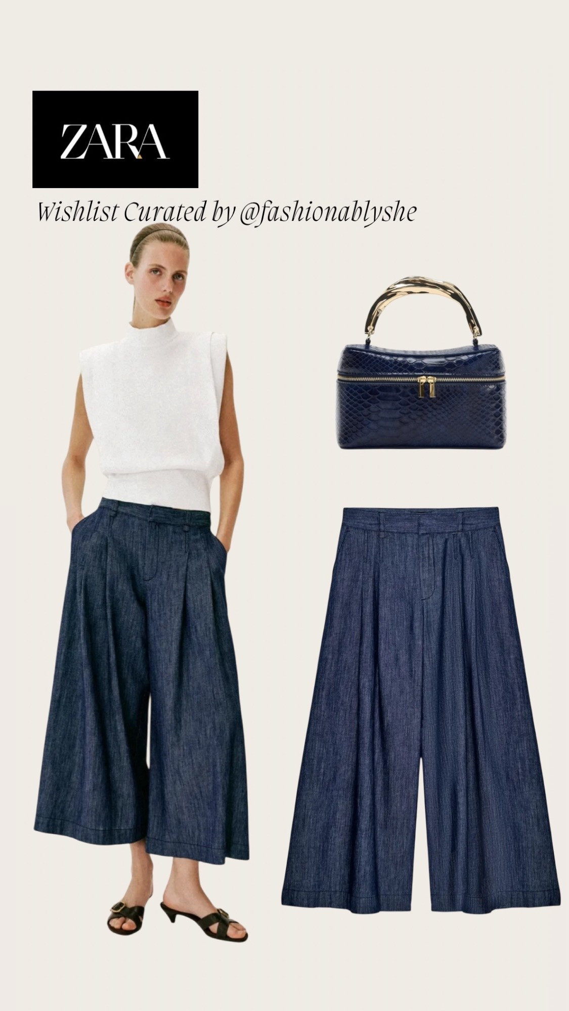 Zara denim wide leg culottes 

#LTKmomlife #LTKdayinmylife #LTKOver40