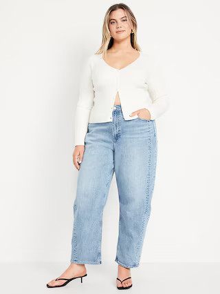 High-Waisted Barrel Ankle Jeans | Old Navy (US)