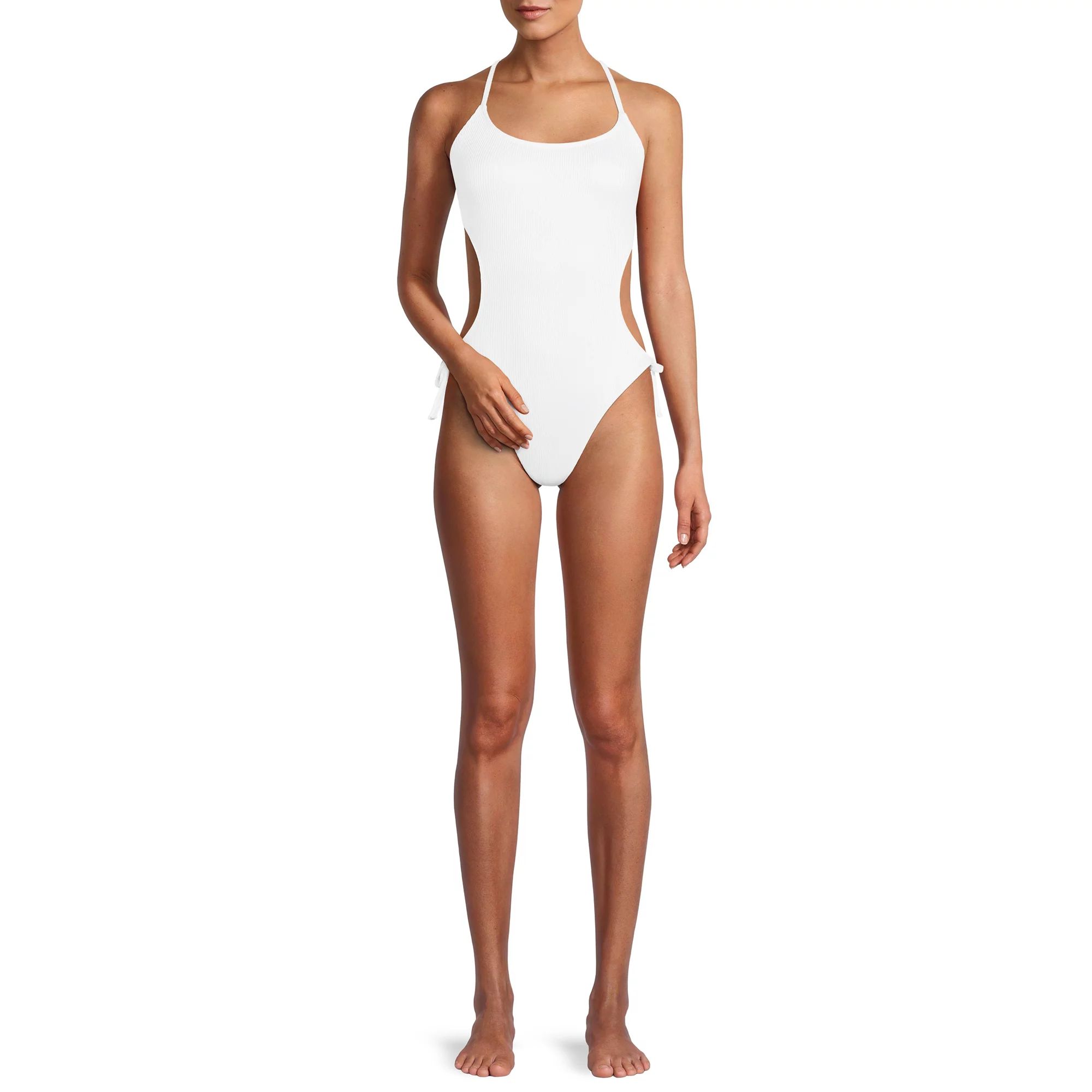 Social Angel Women's Solid Monokini Swimsuit with Side Cutout | Walmart (US)