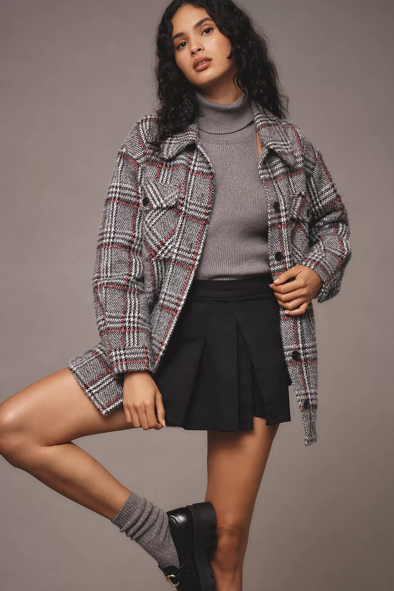 Greylin Plaid Fuzzy Knit Jacket | Anthropologie (US)