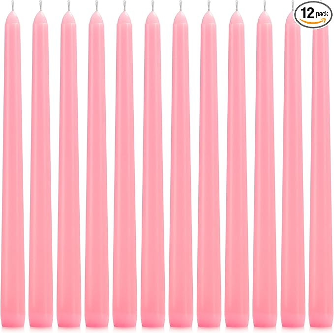 12 Pack Pink Taper Candles - Taper Candles 10 Inch Dripless, Smokeless & Unscented - 8 Hours Long... | Amazon (US)