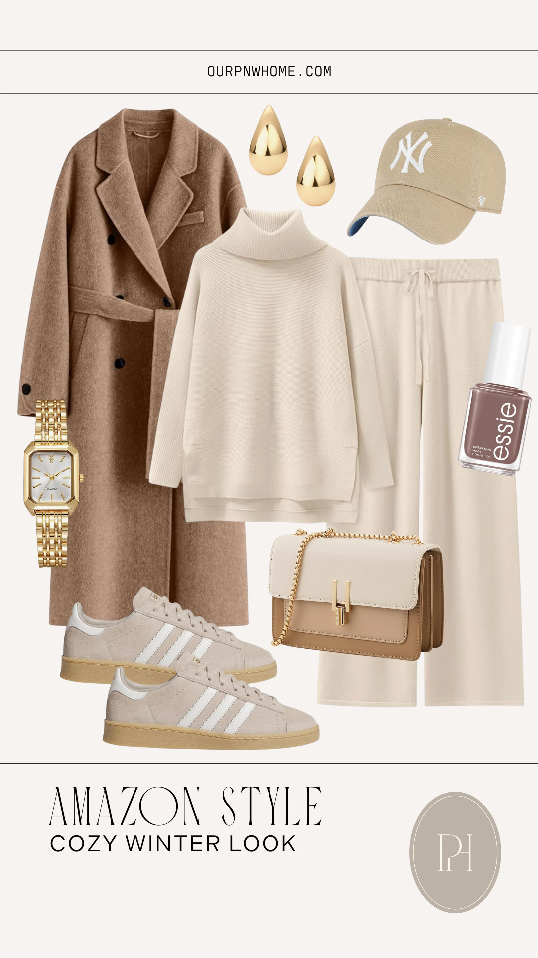 Loving this cozy winter look from Amazon!

neutral fashion, neutral outfit, travel outfit, travel look, winter fashion, winter outfit, winter look, winter style, winter fashion, cozy outfit, cozy look, tan cap, baseball cap, gold earrings, teardrop earrings, tan coat, light brown coat, winter trench coat, gold watch, neutral sneakers, tennis shoes, trainers, neutral nail polish, light brown nail polish, neutral crossbody bag, neutral handbag, matching set, turtleneck sweater, sweater set, white sweater, white turtleneck 

 #LTKootd #LTKSeasonal #LTKFindsUnder100