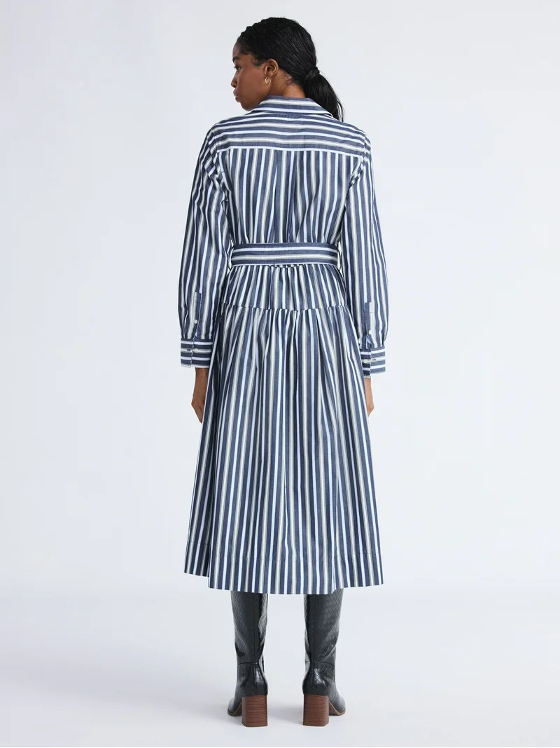 Free Assembly Women's and Women’s Plus Belted Cotton Maxi Shirtdress with Long Sleeves, Sizes X... | Walmart (US)
