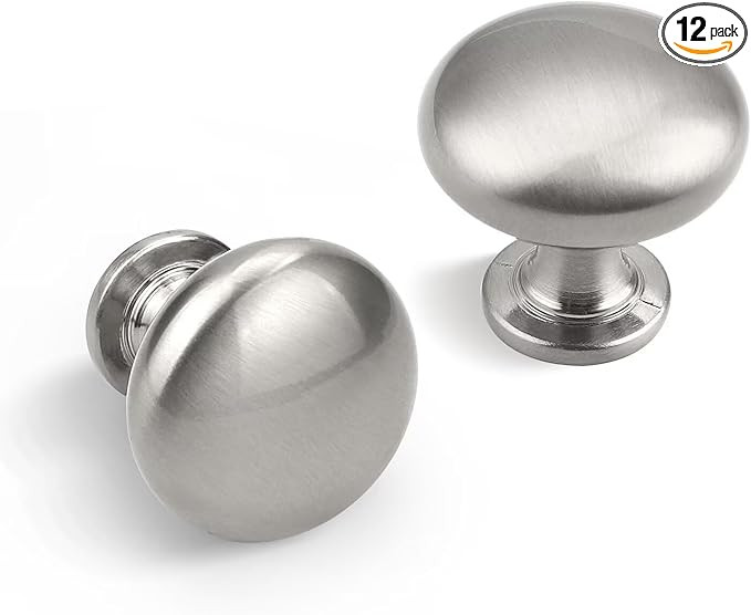 12 Pack Brushed Nickel Cabinet Knobs,1-3/16 Inch(29.5mm) Solid Drawer Knobs Kitchen Cabinet Pulls... | Amazon (US)