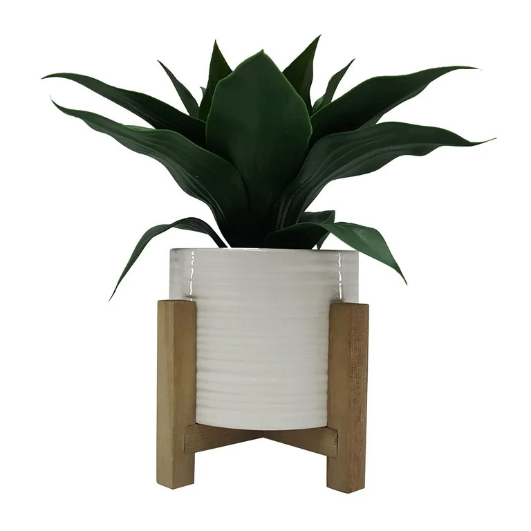 Better Homes & Gardens Faux Agave Plant in White Wood Stand, 10"H | Walmart (US)