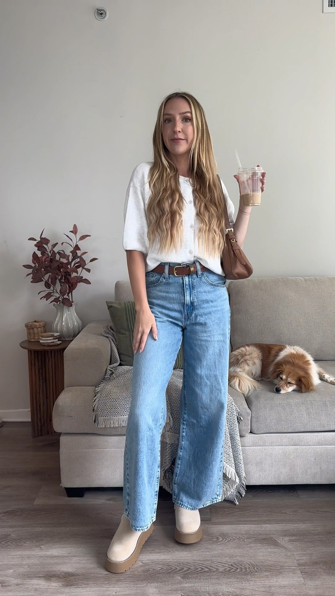 Easy summer to fall outfit! Everything but the bag is from Target - these short sleeve cardigans are perfect this time of year and you already know I love my cinch Levi’s jeans!

#LTKFindsUnder100 #LTKStyleTip #LTKSeasonal