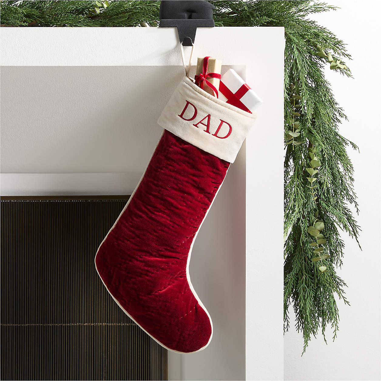 Red Quilted Velvet Christmas Stocking + Reviews | Crate & Barrel | Crate & Barrel