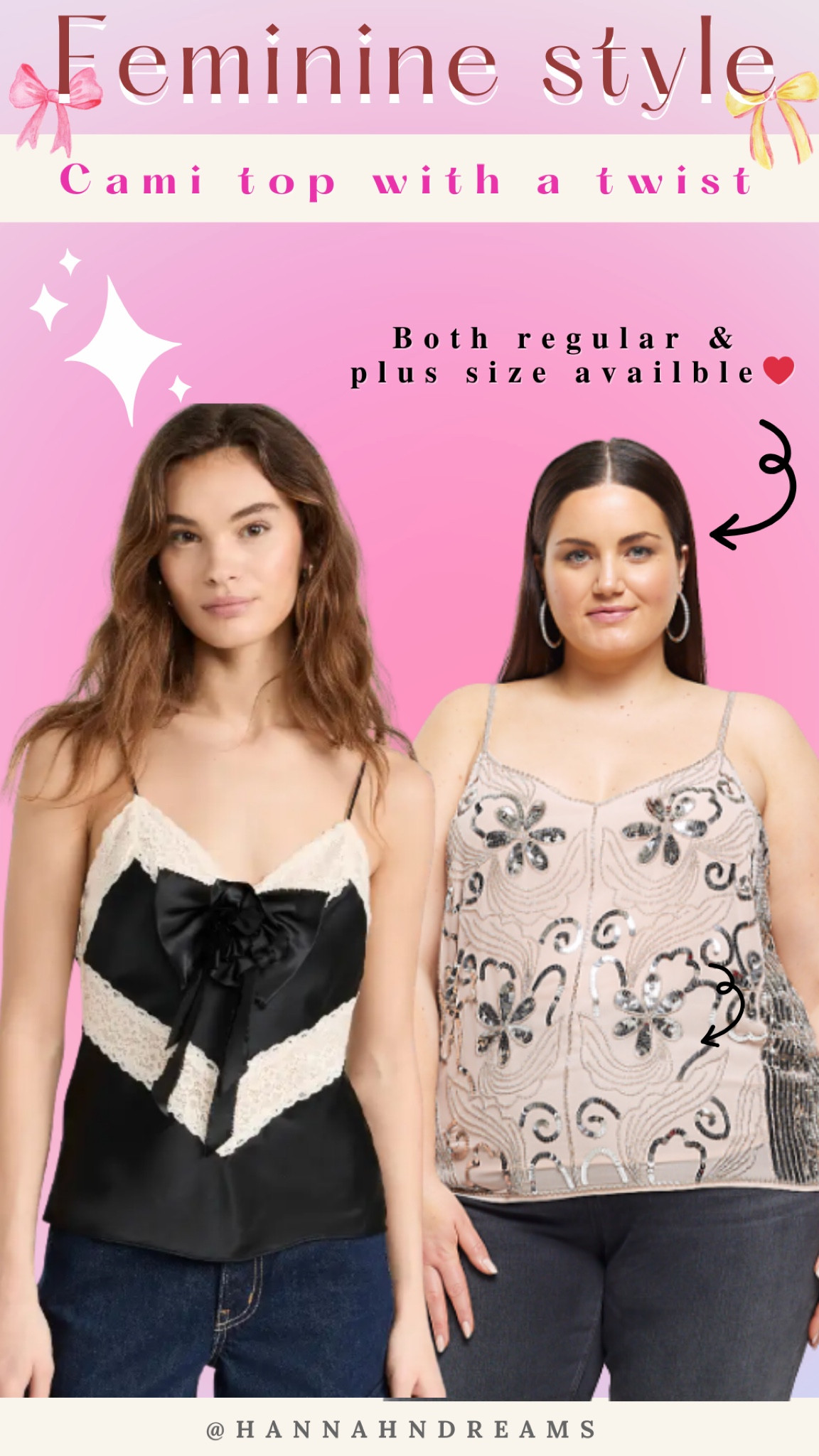 Camisole top has always been the closet’s classic ❤️

Whether you wear it on their own or as the layering piece, it’s always give out the simple yet lowkey sassy look. 

This year, it’s time to level up the cami top game. 

Go for the one with embellishment and laces that are all the rages these days.

Summer spring feminine style, cami top, lace cami top, embellished cami top, 

#LTKSeasonal #LTKparties #LTKplussize