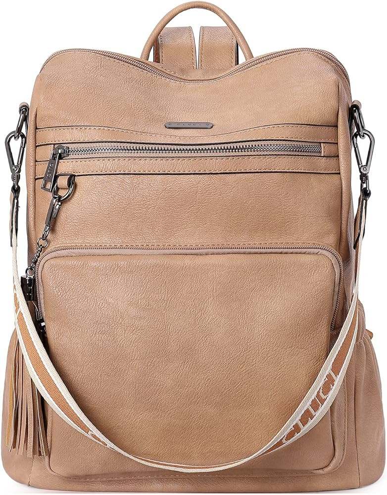 CLUCI Backpack Purse for Women Leather Travel Fashion Large Designer Ladies Shoulder Bags with Ta... | Amazon (US)