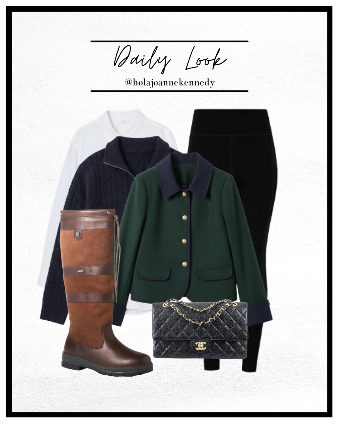 casual country outfit, Dubarry boots style, navy half zip knit, winter layers outfit, tailored country jacket, equestrian inspired style, chic countryside look, UK fashion creator, winter outfit inspo, cosy autumn winter style, layered winter look, Chanel bag outfit, classic countryside fashion 

#LTKuk #LTKstyletip #LTKwinter