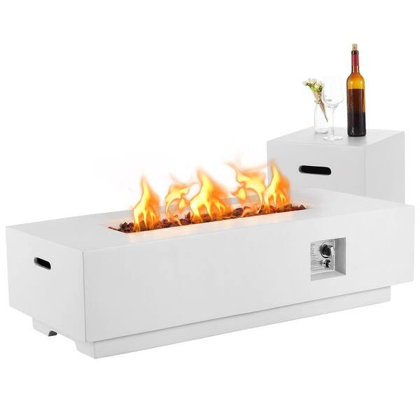 AVAWING 2-Piece 50,000 BTU 56" Rectangle Concrete Propane Fire Pit Table Set | Bed Bath & Beyond