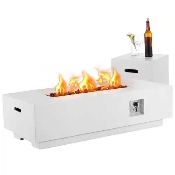 AVAWING 2-Piece 50,000 BTU 56" Rectangle Concrete Propane Fire Pit Table Set | Bed Bath & Beyond