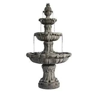 XBrand 58.3" 3-Tier Electric Outdoor Water Fountain w/ Pump, Large Bird Bath, Classic Leaf Design... | Bed Bath & Beyond