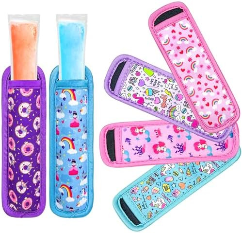 Kids Neoprene Ice Pop Holder - 6 Piece Reusable Insulator Sleeves, Cute Freeze Pops Sleeves | Amazon (US)