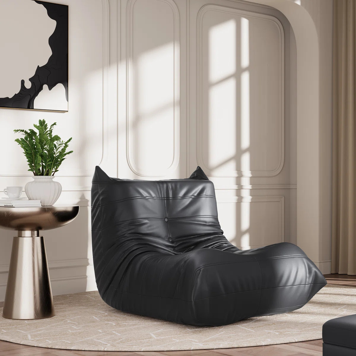 Faux Leather Memory Foam Bean Bag Chair | Wayfair North America