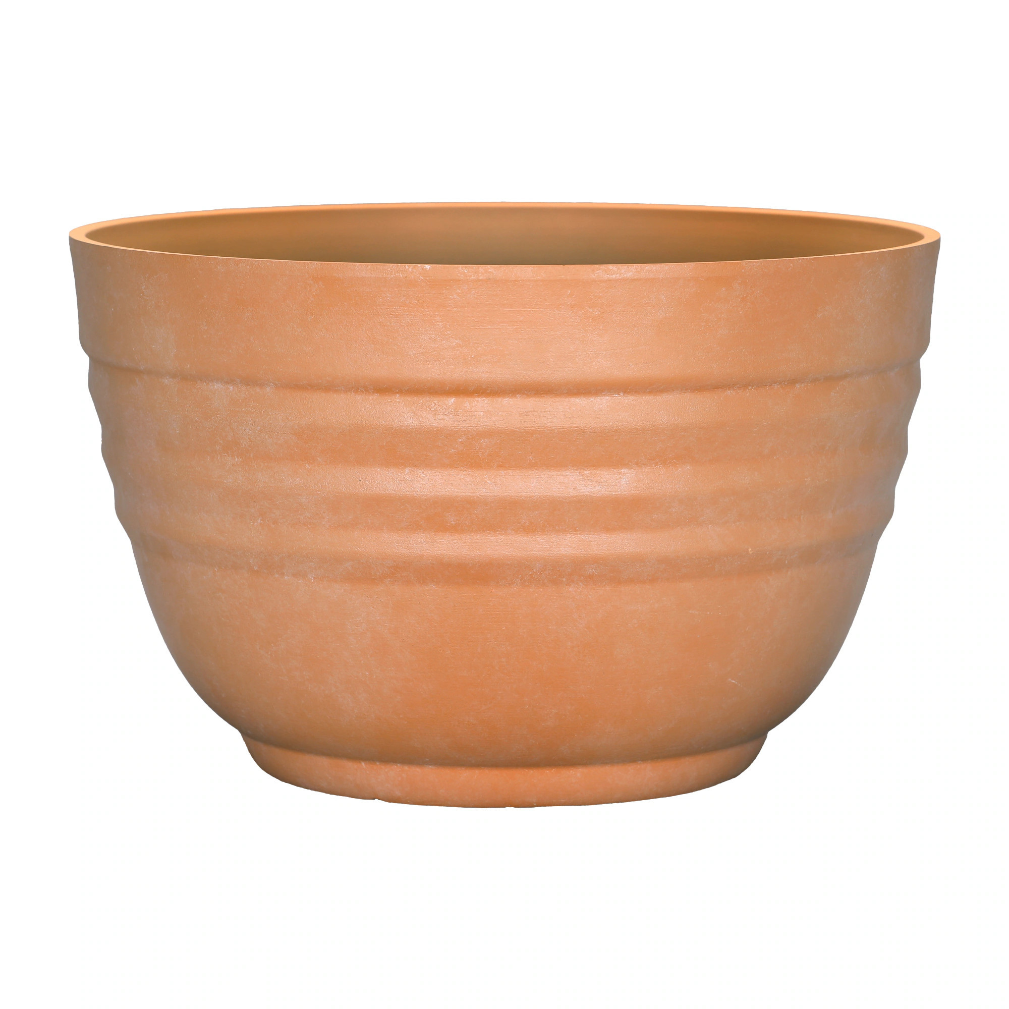 Style Selections Round 15.4-in W x 15.4-in L x 9.88-in H Terracotta Resin Indoor/Outdoor Planter Large in Orange | PLH4916TTH | Lowe's