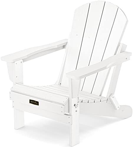 SERWALL Oversized Folding Adirondack Chair for Patio Deck Garden, Backyard Deck, Fire Pit - White | Amazon (US)