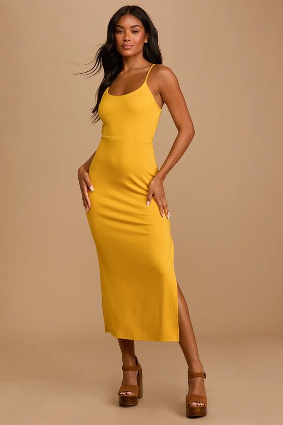 Patio Perfect Mustard Yellow Back Cutout Maxi Dress | Lulus (US)