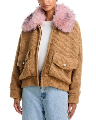 Faux Fur Collar Knitted Jacket | Bloomingdale's (US)