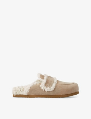 Nicer logo-plaque suede slip-on mules | Selfridges