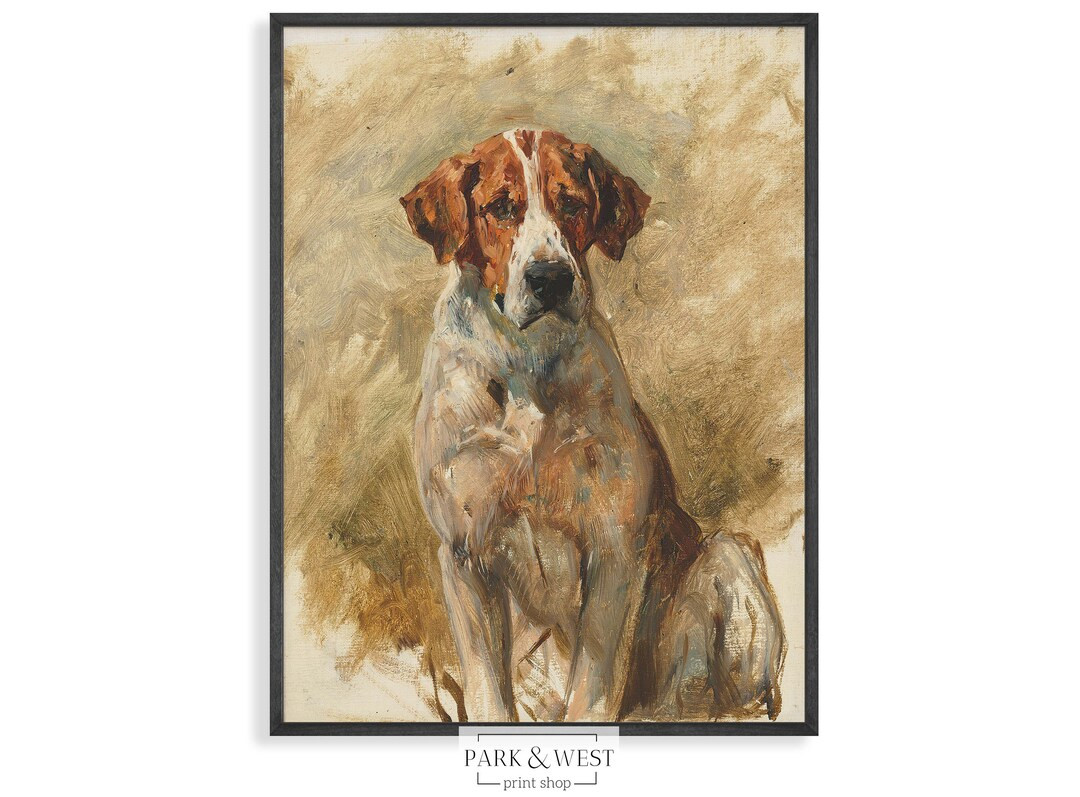 Study of a Hound | Digital Printable Art | Vintage Hound Dog Pet Portrait | Etsy (US)