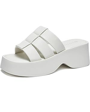 EETTARO Women's Platform Sandals Square Toe Block Heel Slip-on Slides Fashion Wedge Summer Shoes | Amazon (US)