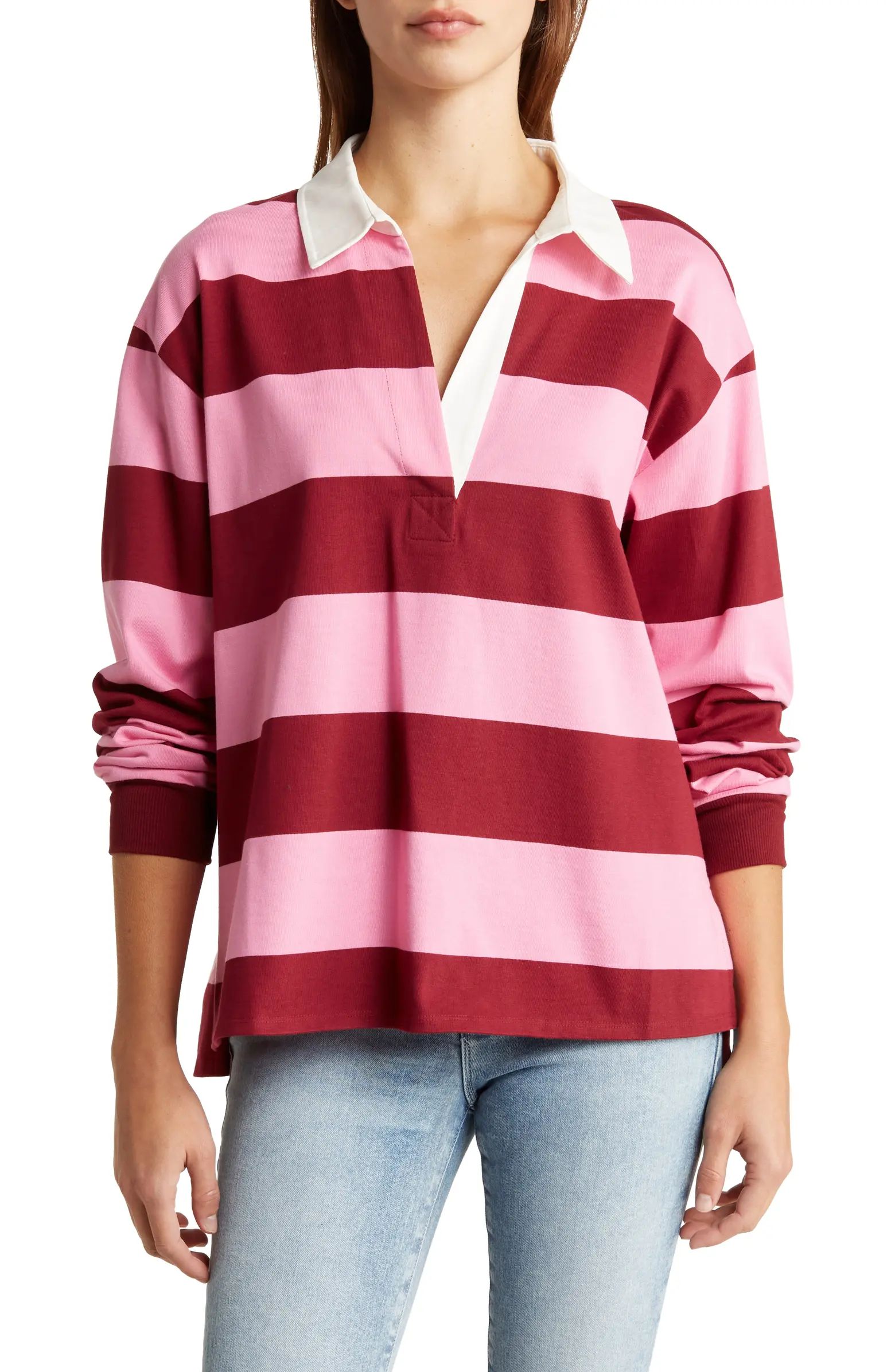 Good American Rugby Long Sleeve Polo Shirt | Nordstromrack | Nordstrom Rack