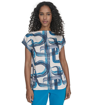 Calvin Klein Women's Printed Mock-Neck Top - Macy's | Macy's