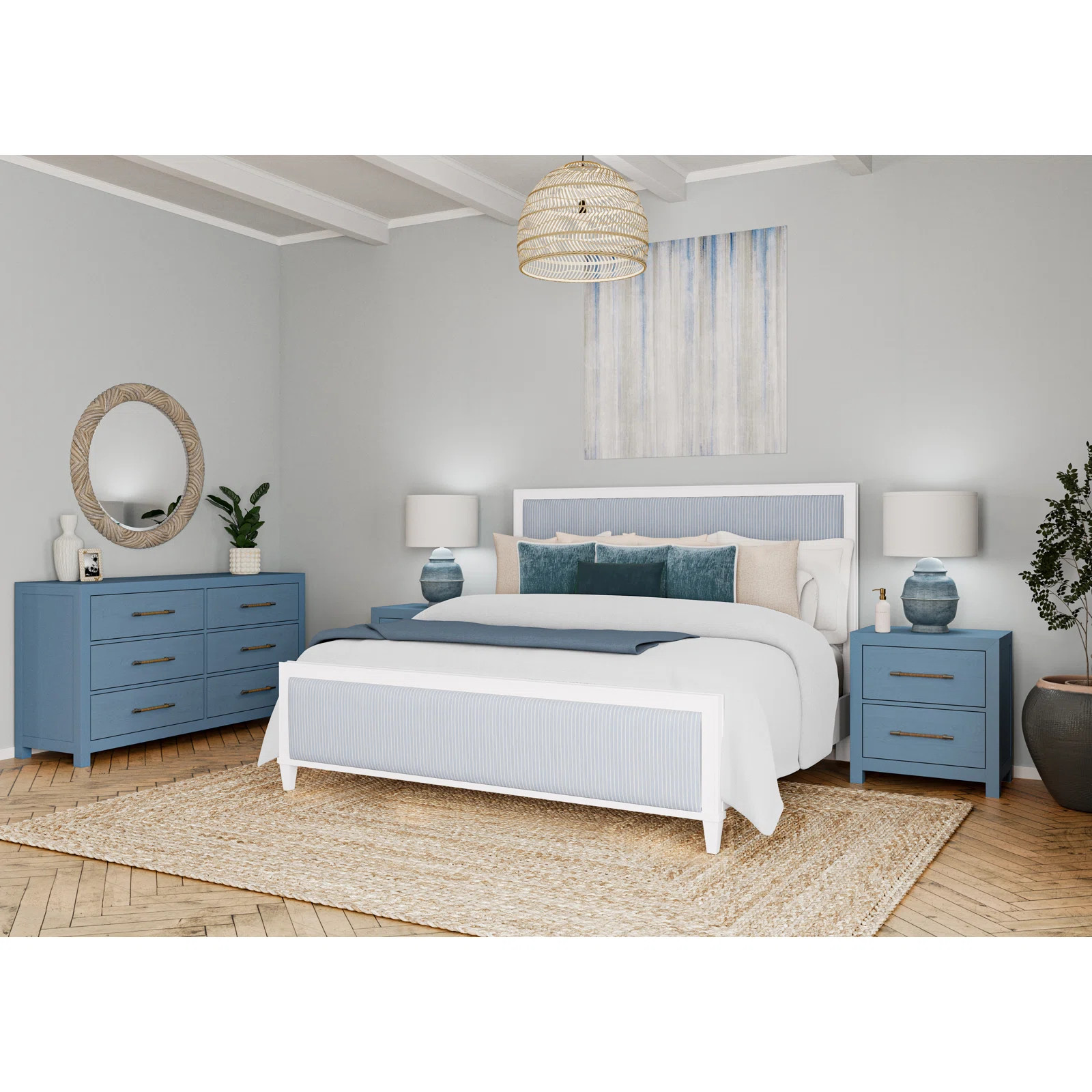 Lana Bedroom Set With Blue Blue Dresser And Blue Nightstand | Birch Lane