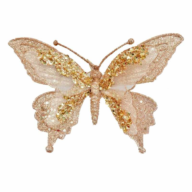 Glittered Butterfly Clip Ornament, 6.7" | At Home