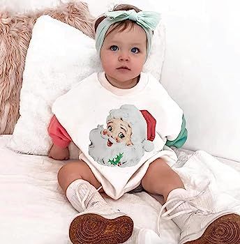 Hoanselay Baby Boy Girl Christmas Outfit Santa Claus Long Sleeve Shirt Romper Onesie My First Chr... | Amazon (US)