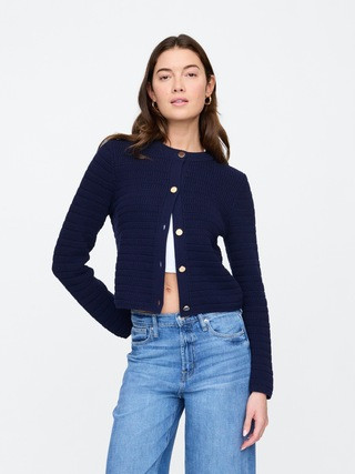 Stripe Mixed-Stitch Cardigan | Gap Factory