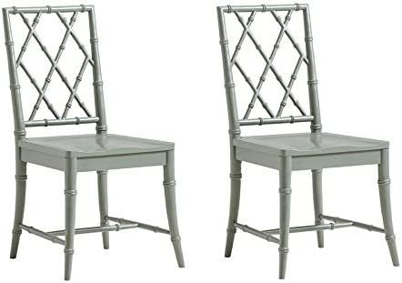 Universal Furniture Bamboo Inspried X-Back Wood Dining Chair with Wood Saddle Seat in Gray (Set o... | Amazon (US)