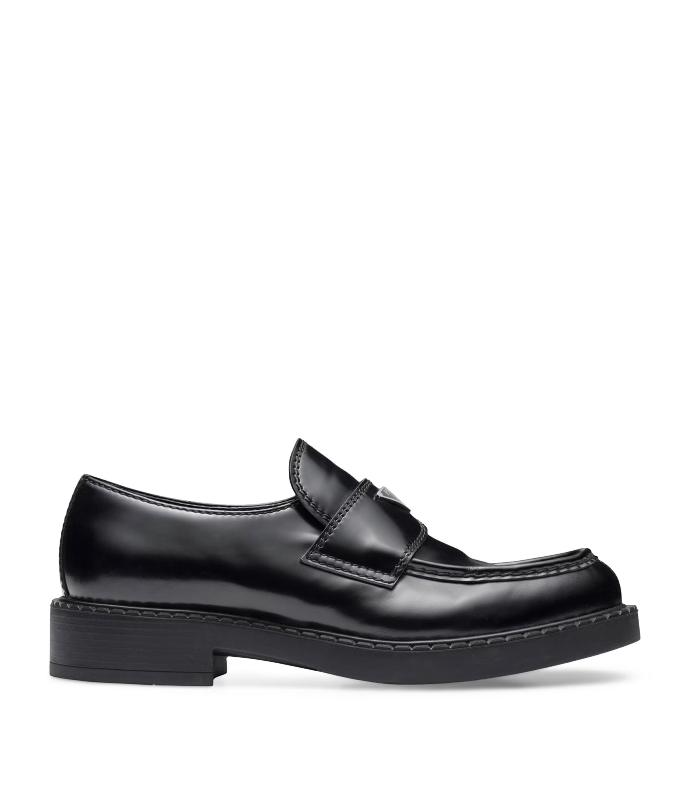 Prada Patent Leather Triangle Loafers | Harrods