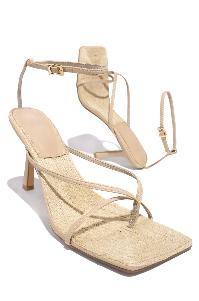 Miss Lola | Nude Squared Toe Heels | MISS LOLA