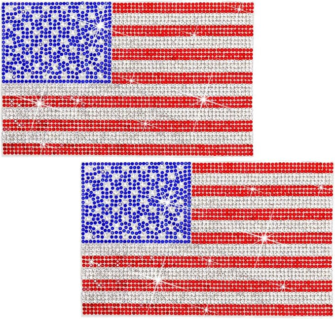 Frienda 2 Pack American Flag Crystal Car Decorative Stickers Sparkling Crystal Rhinestone Car Bli... | Amazon (US)