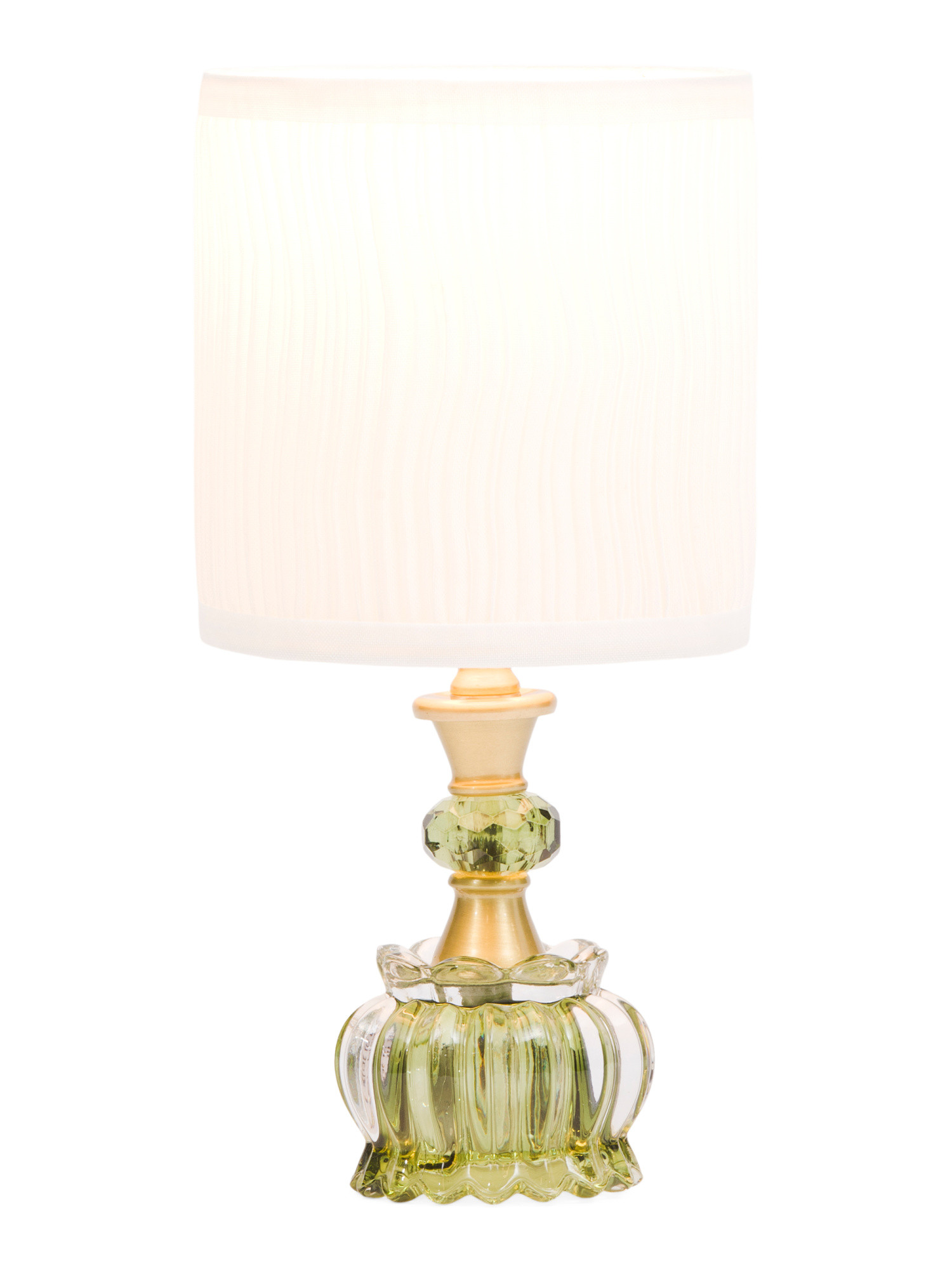 11.75in Glass Table Lamp With Pleated Shade | TJ Maxx