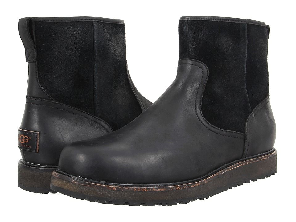 UGG - Witmore (Black Leather) Men's Pull-on Boots | Zappos