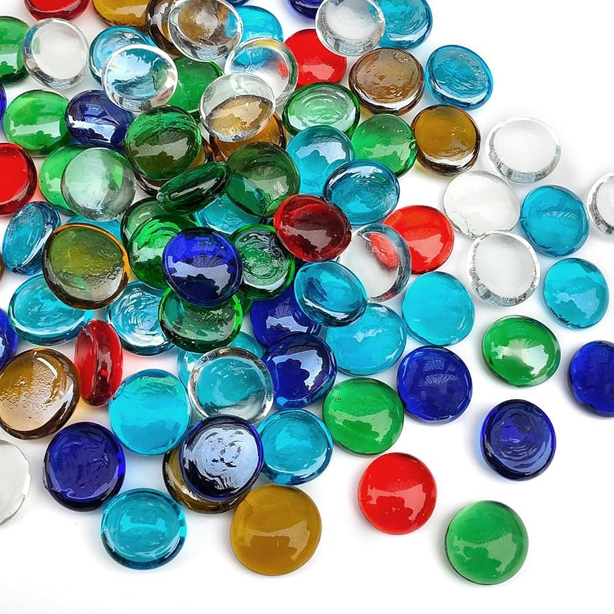 FANTIAN 50 Pcs Flat Glass Marbles for Vase, Mancala Beads Gems. Decorative Glass Rocks for Vase F... | Amazon (US)