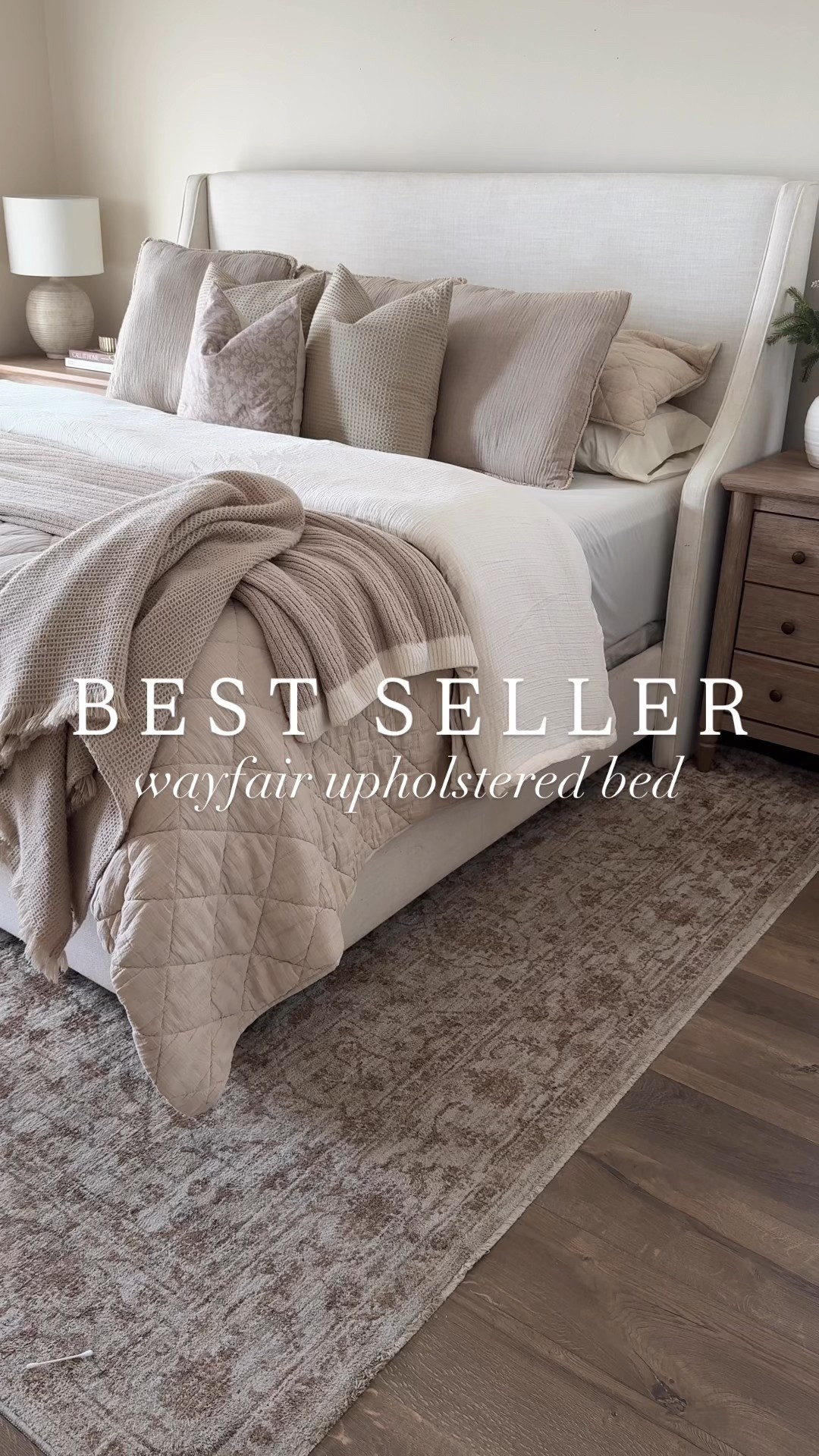 Best selling wayfair upholstered bed finally back on sale!!!!! This price matches the lowest price I saw it in 2025. Great time to but! We have owned for five years, super sturdy and such a timeless design.

Bed, upholstered bed bedroom, neutral area, rug, area, rug, nightstand, dresser, bedding, neutral, bedding 

#LTKSaleAlert #LTKHome
