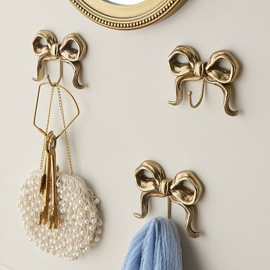 LoveShackFancy No Nails Bow Hooks - Set of 3 | Pottery Barn Teen