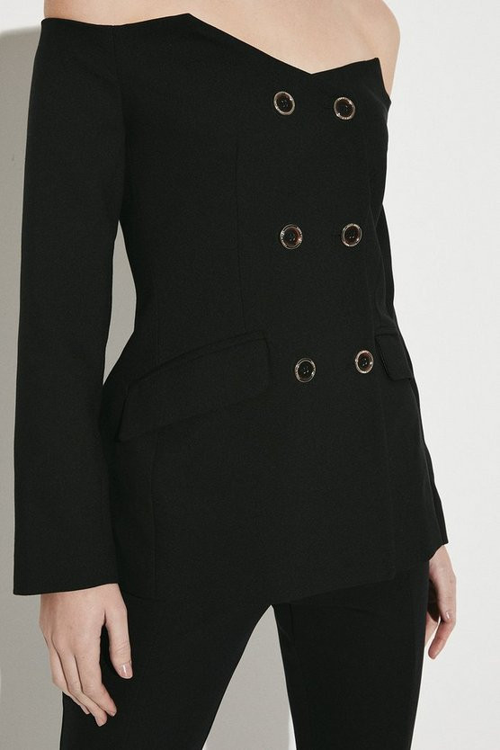 Clean Tailored Bardot Jacket | Karen Millen UK + IE + DE + NL